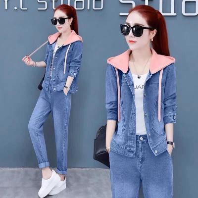 ÁO KHOÁC JEAN PHỐI NÓN HỒNG - NK320